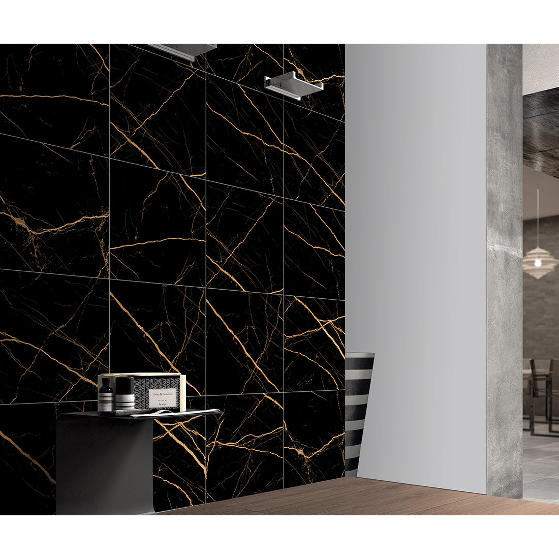 Atlantis Black 60x60 Gold Matt