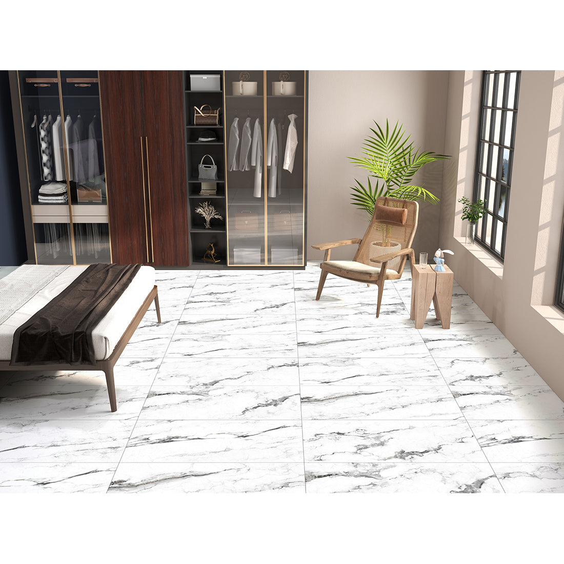 Lucina 60x120 White Matt Carving R10