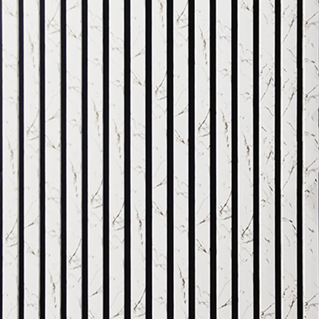 Wooden Slat Acoustic Panel White Gold Marble 2400mm x 600mm