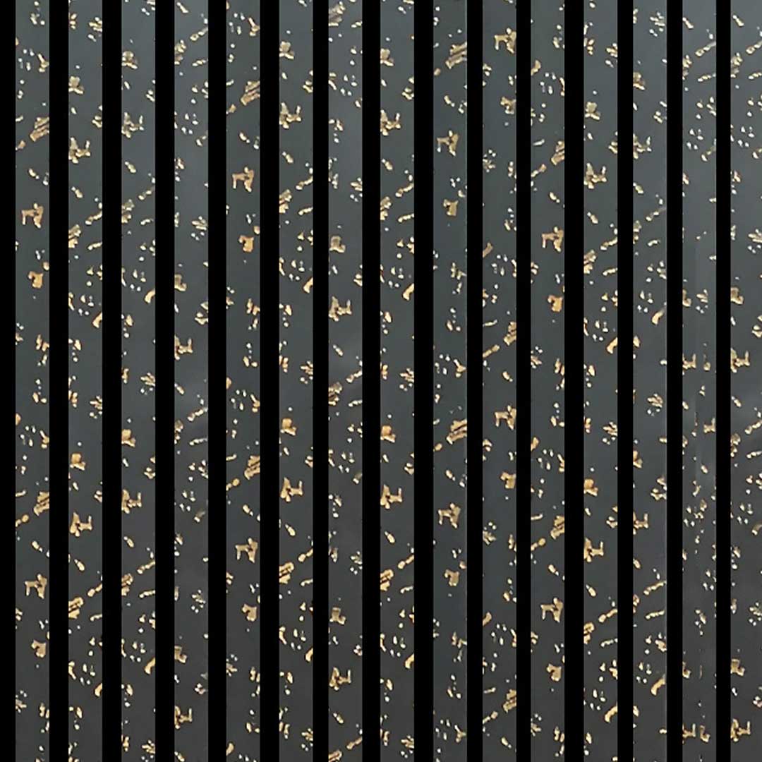 Wooden Slat Acoustic Panel Black Gold Dot 2400mm x 600mm