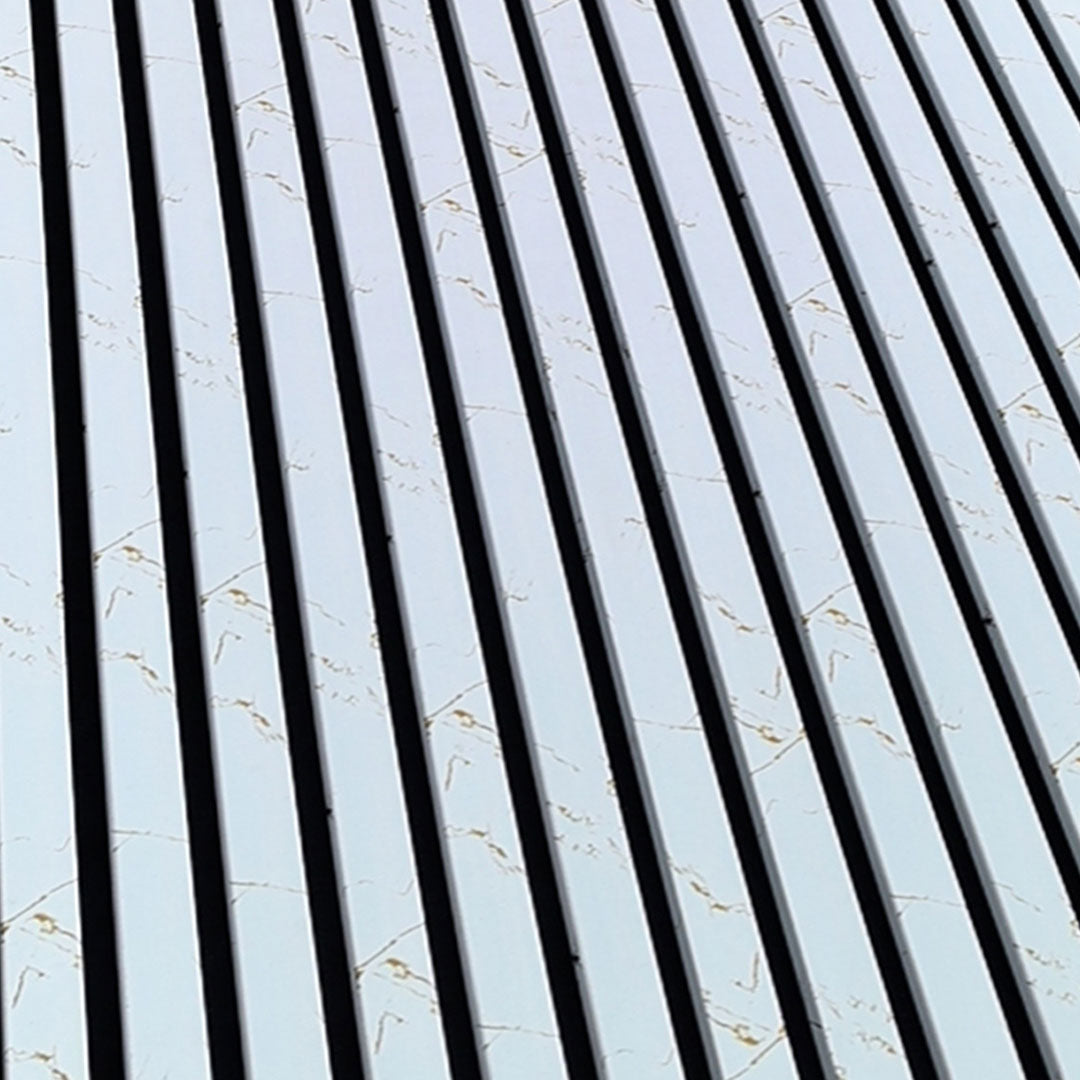 Wooden Slat Acoustic Panel White Gold Marble 2400mm x 600mm
