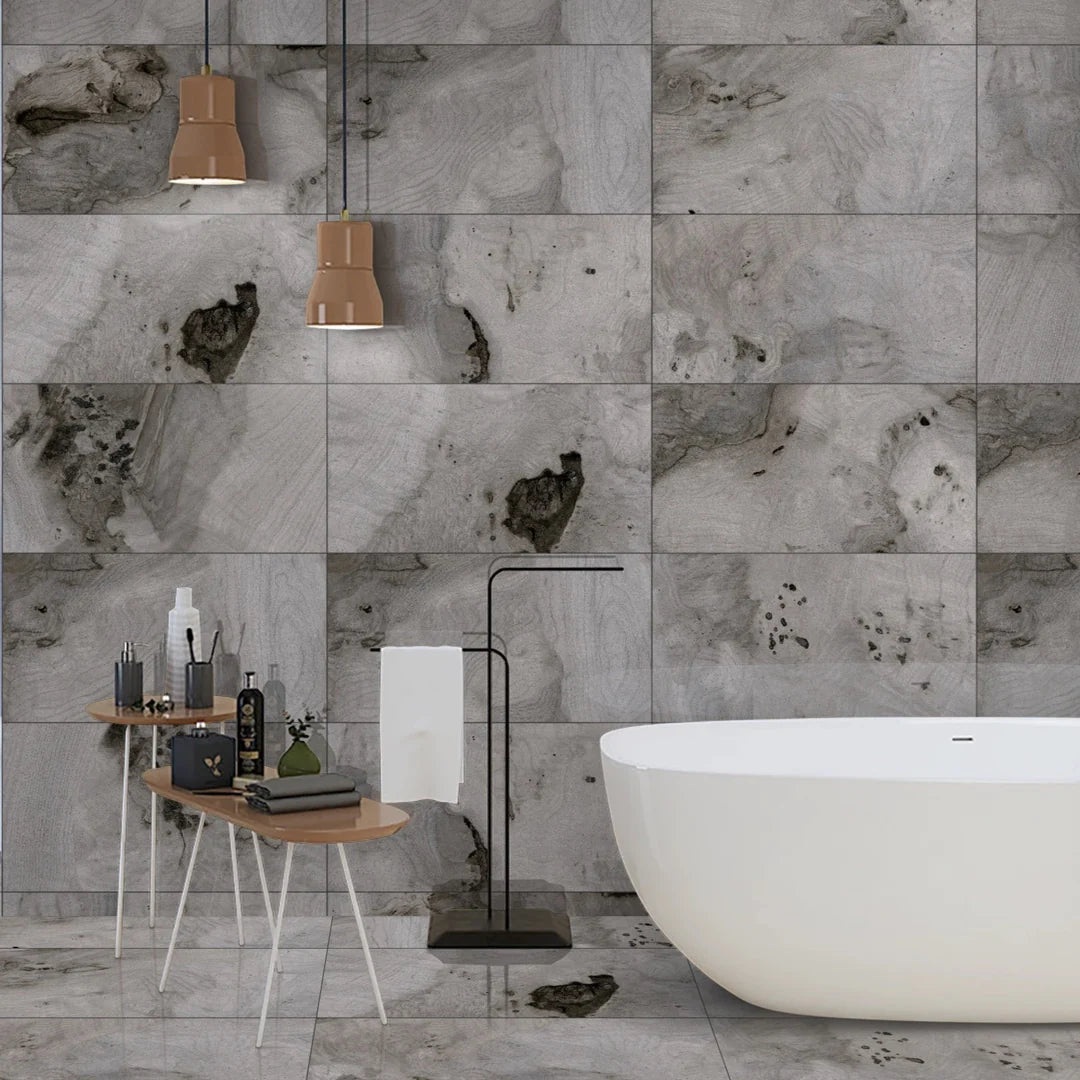 57.6 SQM Pallet Deal: Pebble  Grey Porcelain 30X60cm Gloss Tiles