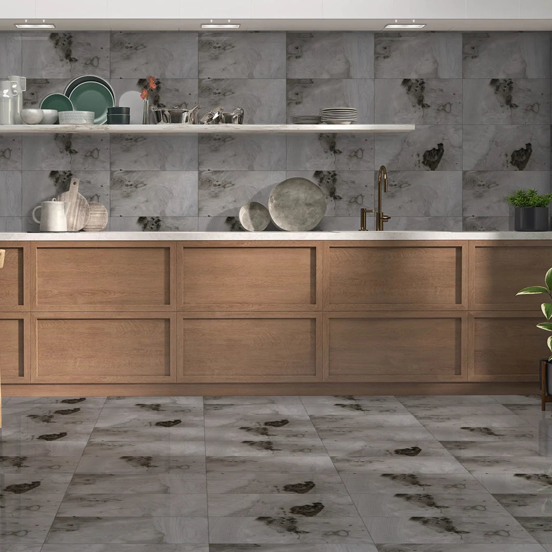 57.6 SQM Pallet Deal: Pebble  Grey Porcelain 30X60cm Gloss Tiles