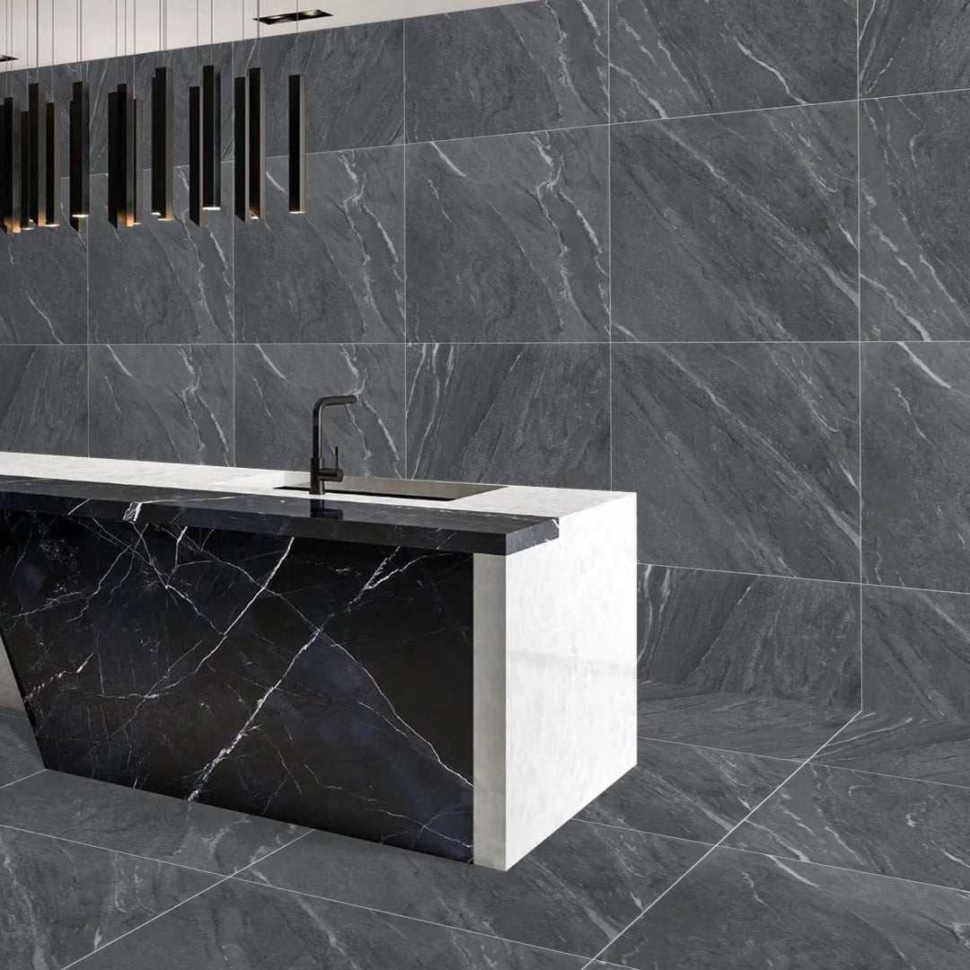54.72 SQM Pallet Deal: Yorks Nero Matt Porcelain Tiles 60x60cm