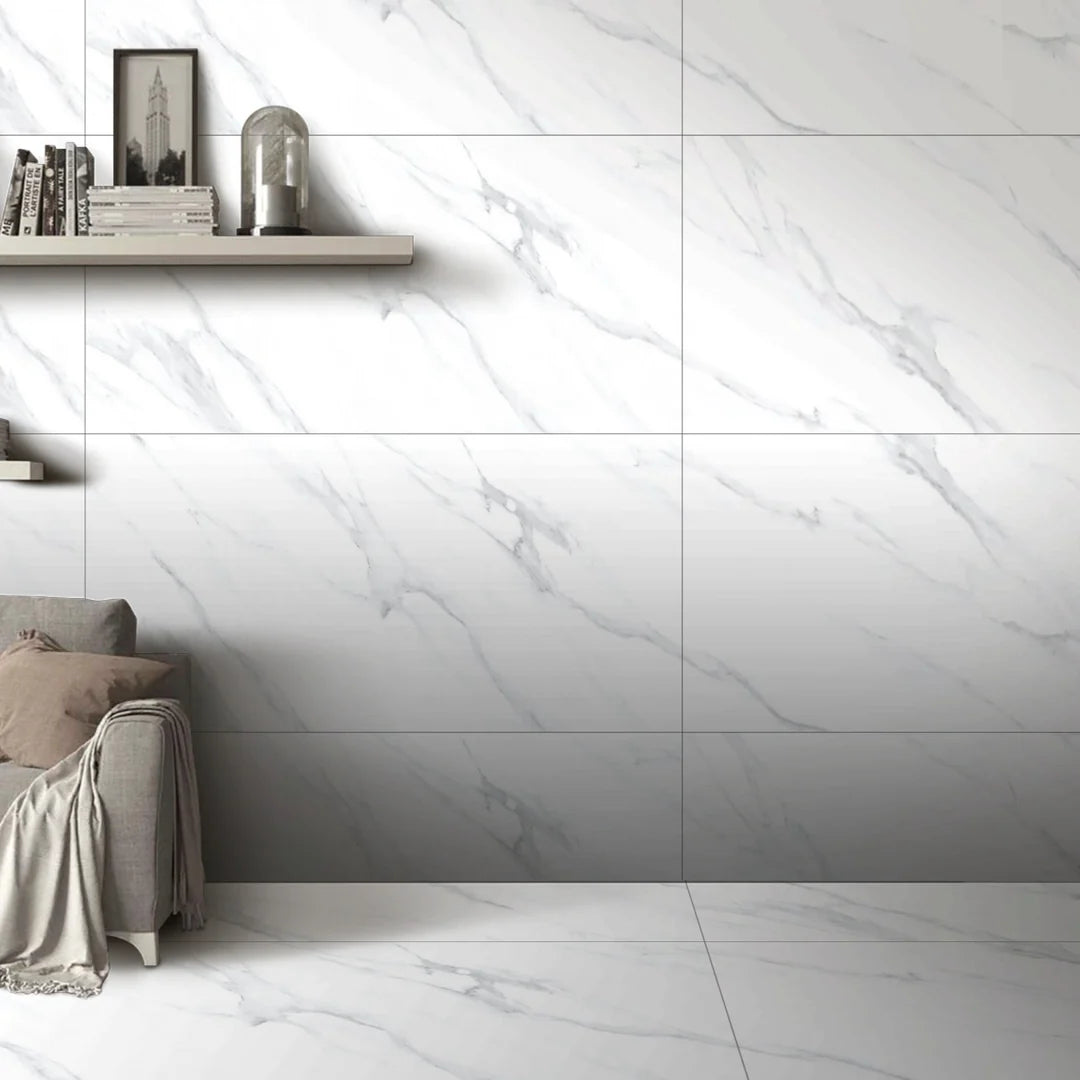 54.72 SQM Pallet Deal: Satvario Pearl Marble Effect Porcelain 60x60cm Tiles