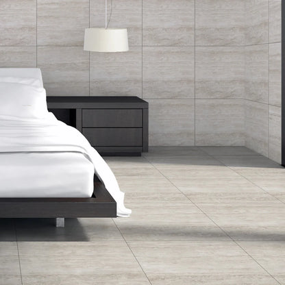 54.72 SQM Pallet Deal: Travert Mist Grey Porcelain 60x60cm Gloss Tiles