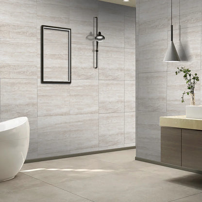 54.72 SQM Pallet Deal: Travert Mist Grey Porcelain 60x60cm Gloss Tiles
