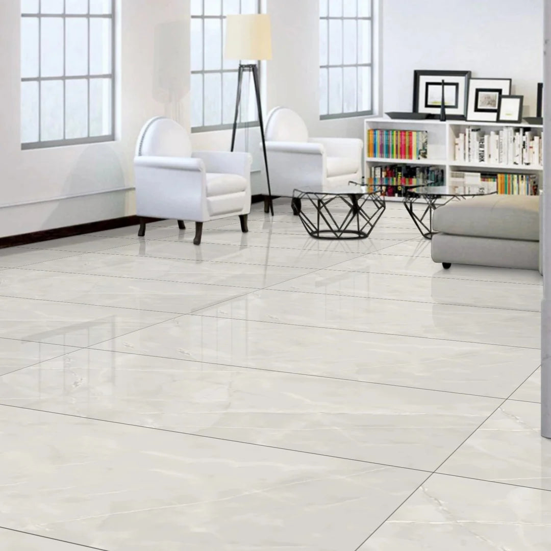 54.72 SQM Pallet Deal: Stone Grey Porcelain Gloss 60x60cm Tiles