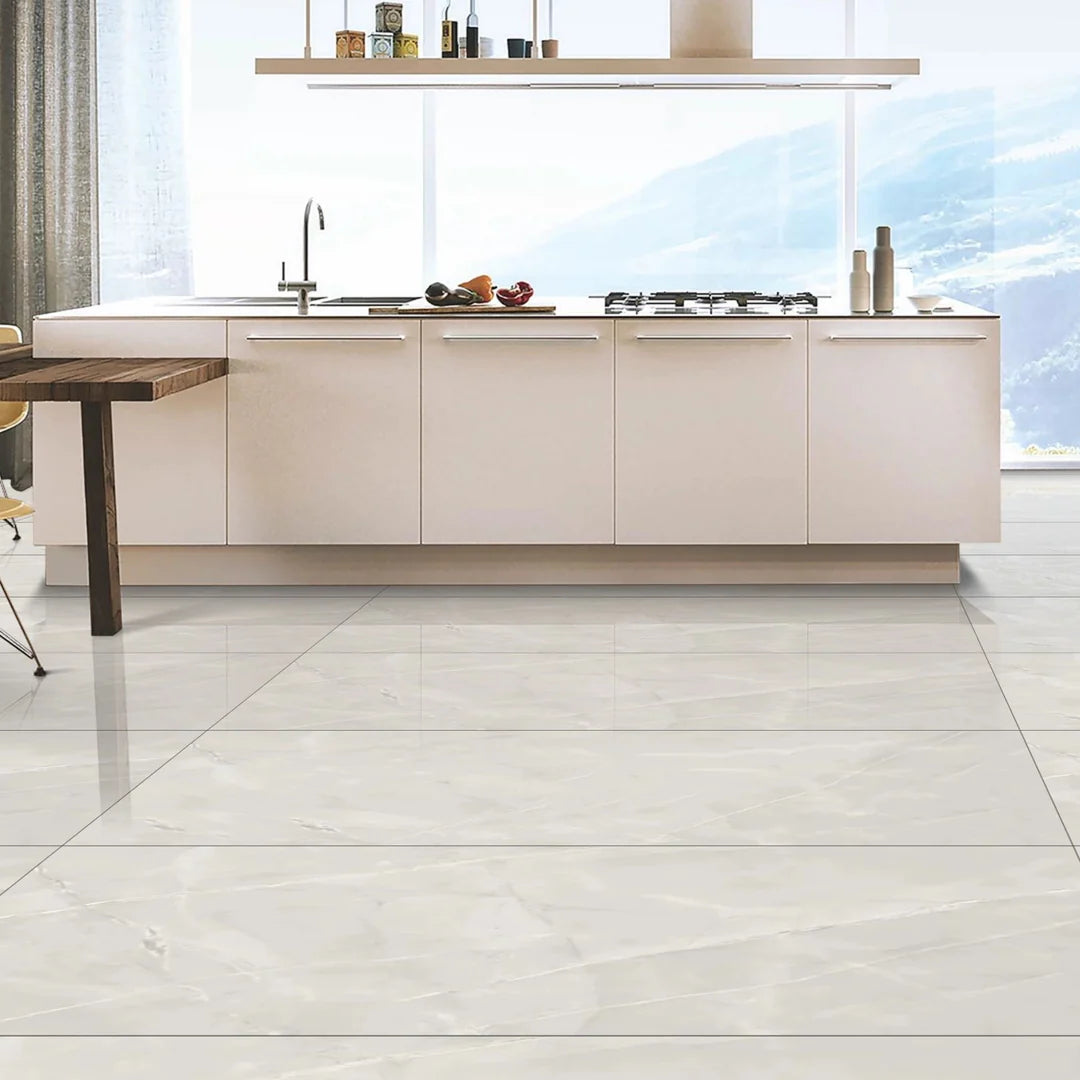54.72 SQM Pallet Deal: Stone Grey Porcelain Gloss 60x60cm Tiles